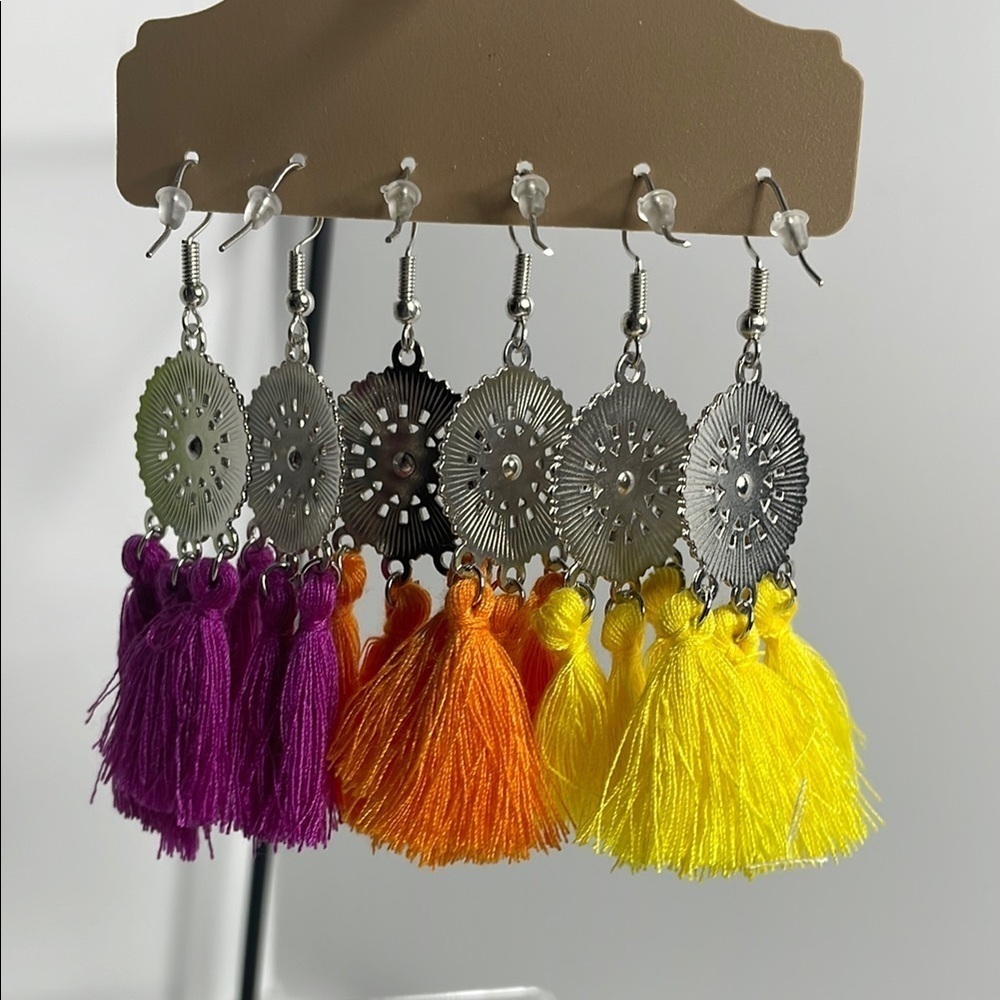 Fashion Jewelry Yellow and Orange Tassel Earrings - Picture 5 of 5